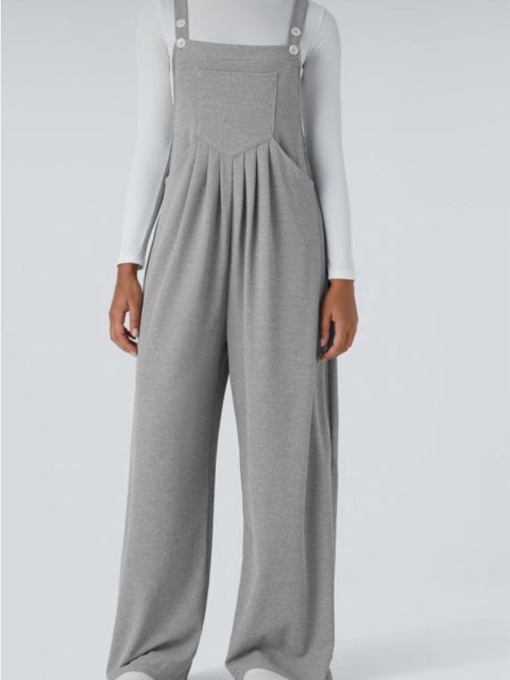 HALARA Grey Wide-Leg Knit Jumpsuit Overalls